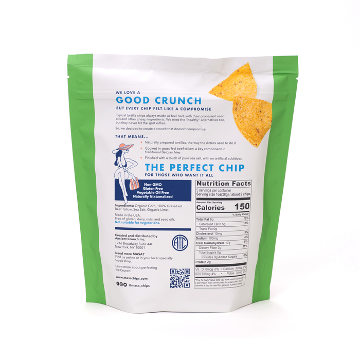 MASA Tortilla Chips - Lime, 5oz Bag Case
