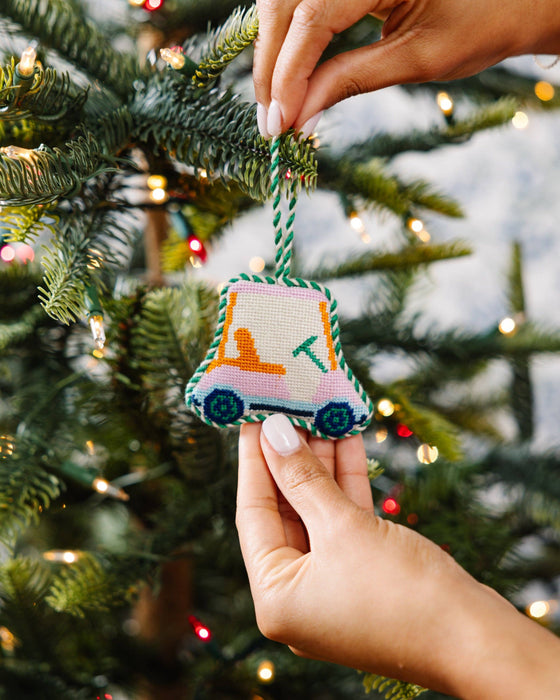 Needlepoint Icon Ornament - Golf Cart