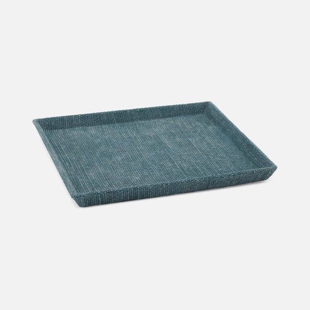 Pigeon & Poodle 9x9 Dresden Tray (Teal Cotton Jute)