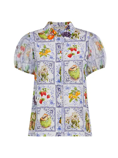 Alice and Olivia Willa Short Sleeve Puff Sleeve (fruit market)