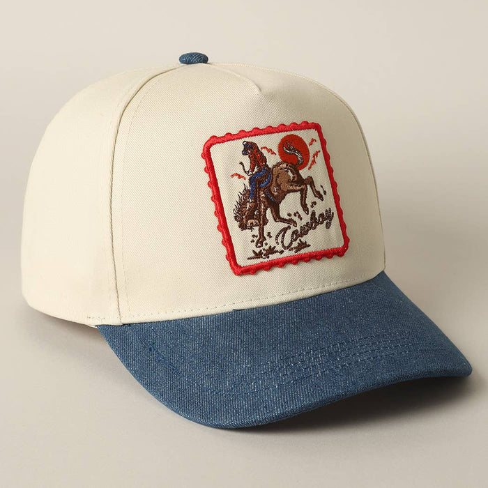 Cowboy Horse Embroidery Patch Denim Cap