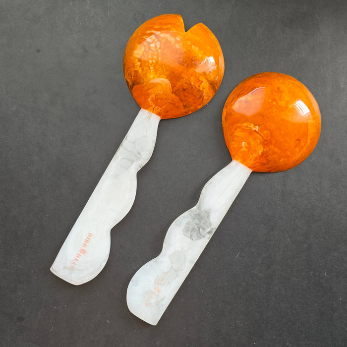 Gibb & Daan 2 Colors, Hand Poured Resin Salad Serving Set -  Serving Set