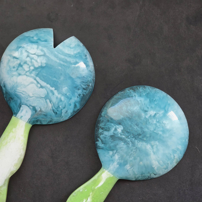 Gibb & Daan 2 Colors, Hand Poured Resin Salad Serving Set -  Serving Set