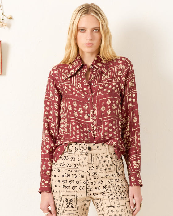 Alix of Bohemia Dolly Saddle Panel Silk Top