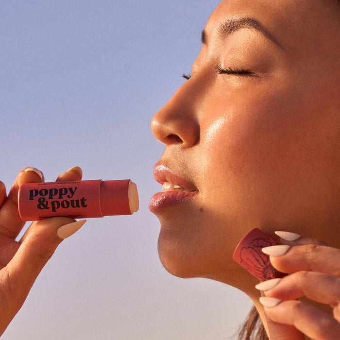 Poppy & Pout Lip Balm, Pomegranate Peach