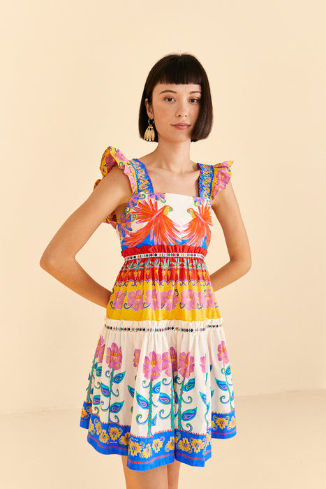Farm Vivid Garden Off White Mini Dress