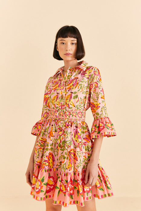 Farm Painted Bananas Pink Mini Dress