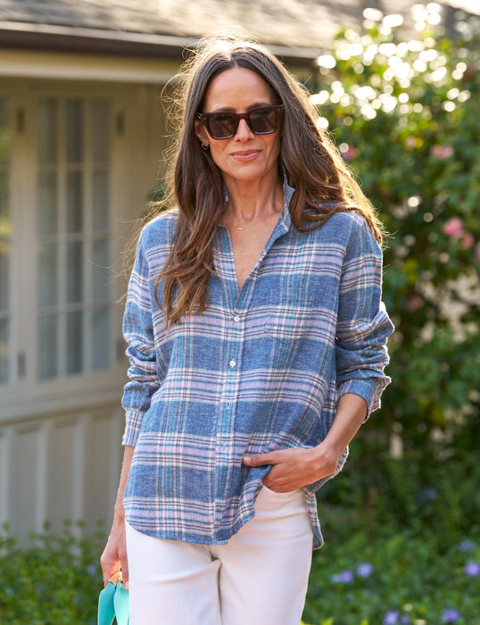 Frank and Eileen Purple/ Navy Gray Plaid Eileen Top