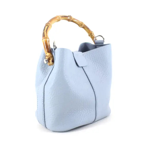 Bamboo Top Handle Crossbody Blue