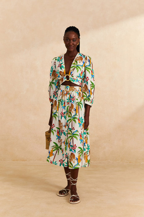 FarmRio Tropical Paradise Midi Skirt