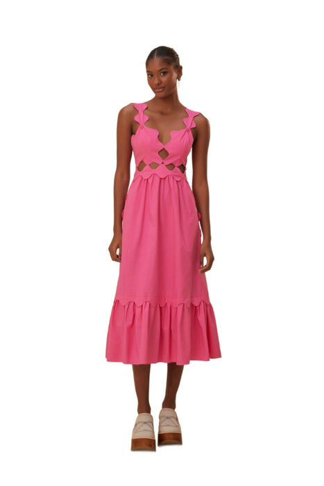 Farm Rio Pink Cut Out Sleeveless Midi Dress