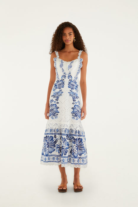 Farm Rio BEAUTIFUL NATURE OFF-WHITE SLEEVELESS MAXI DRESS