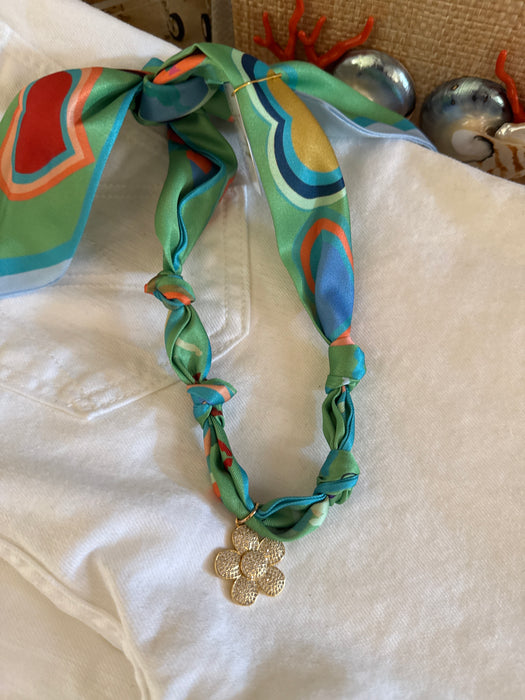 Luna Scarf Necklace with Clover