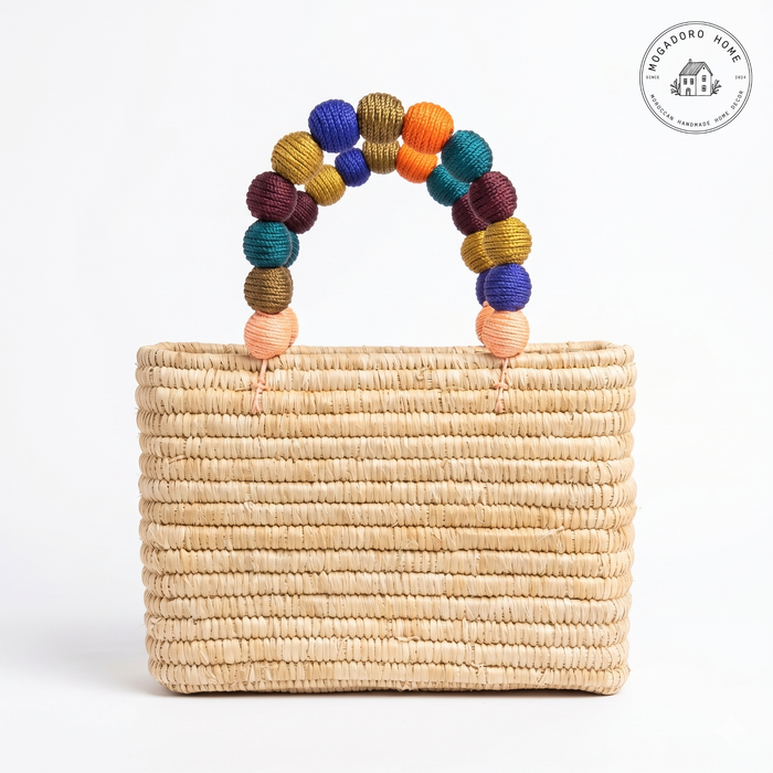 Handcrafted Raffia Bag with Beaded Handle