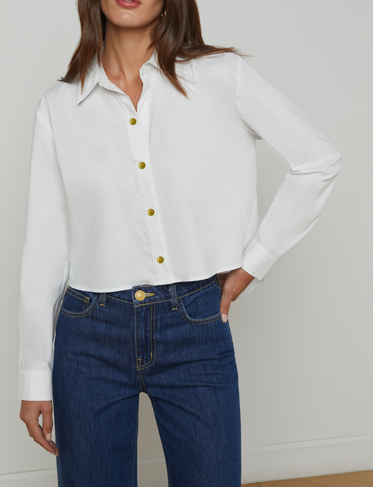 L'agence COSETTE CROP HI LOW SHIRT (white)