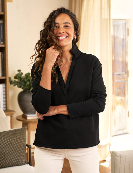 Frank and Eileen Patrick Pop-over Henley (black)