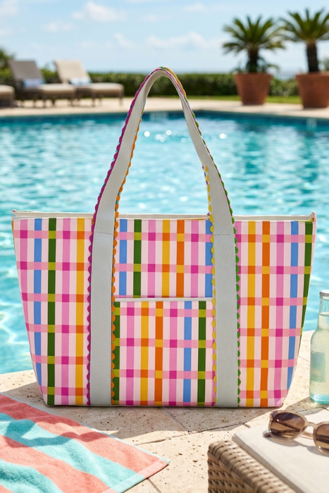 Nash Grey Ella Multicolor Striped Canvas Tote Bag