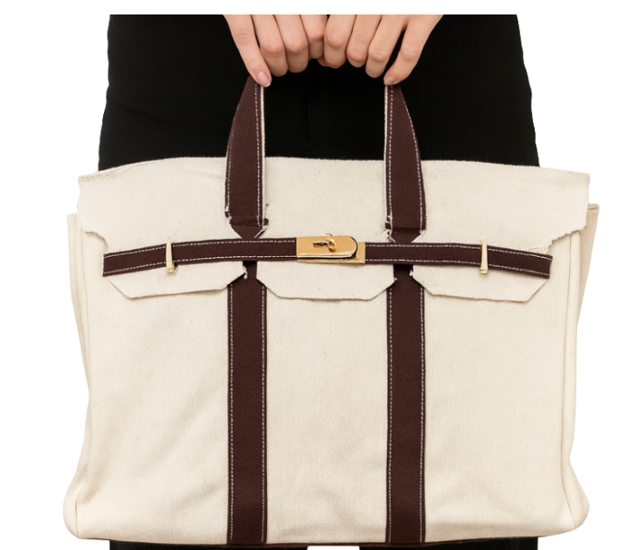 Canvas Tote Bag - Chocolate Brown Trim  
