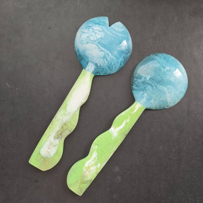 Gibb & Daan 2 Colors, Hand Poured Resin Salad Serving Set -  Serving Set