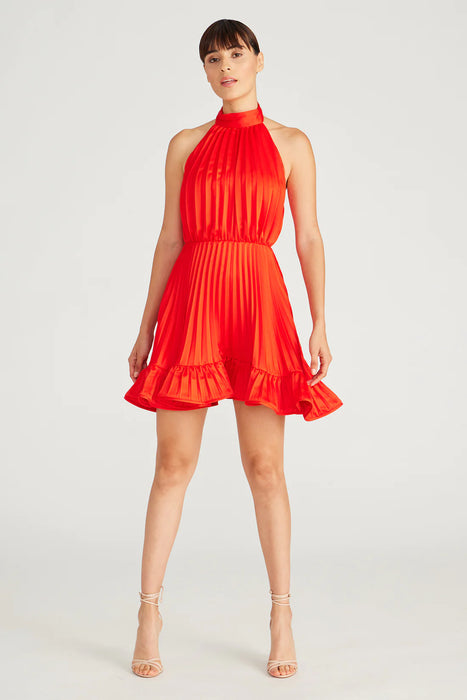 Amiri Pleated Halter Mini (Red Pepper)