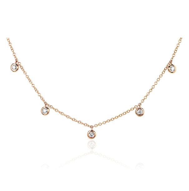 EF COLLECTION 14K DIAMOND 5 BEZEL CHOKER NECKLACE
