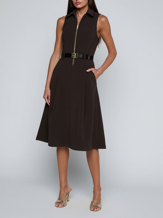 L'agence KYLO BELTED SHIRT DRESS (dark brown)