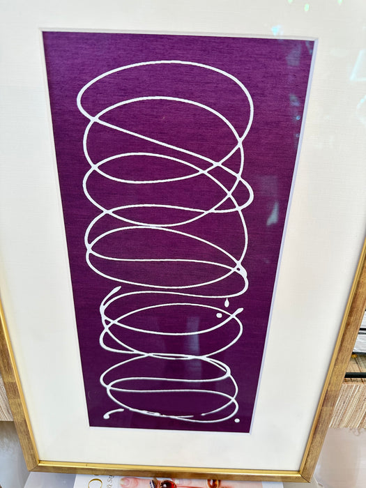 Kayce Hughes Motion in White on Purple Silk 13x20.5