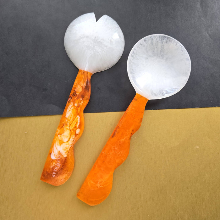 Gibb & Daan 2 Colors, Hand Poured Resin Salad Serving Set -  Serving Set