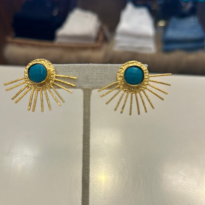 Elyssa Bass Turquoise Half Sun Stud Earring