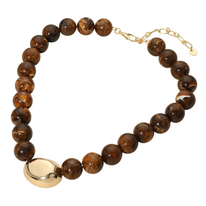 Marbled Ball Beaded Statement Necklace
