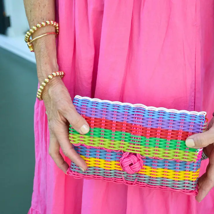 The Lilly Line Multi Color Lined Clutch