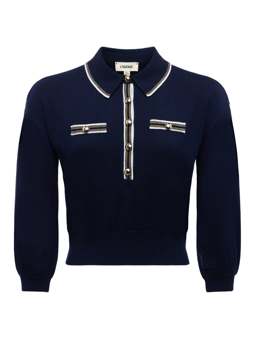 L'agence MALAKI 3/4 SLEEVE COLLARD SWEATER
