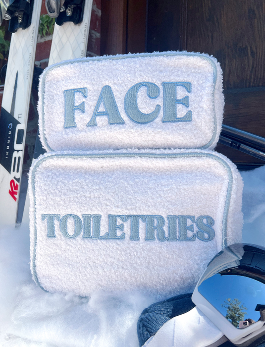 Face - Sherpa + Denim Large Makeup Bag