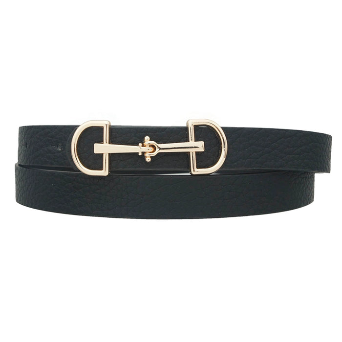 Horse Bit Buckle Skinny Women's Belt (black)