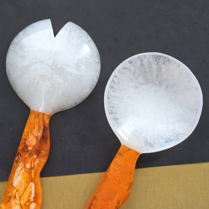 Gibb & Daan 2 Colors, Hand Poured Resin Salad Serving Set -  Serving Set