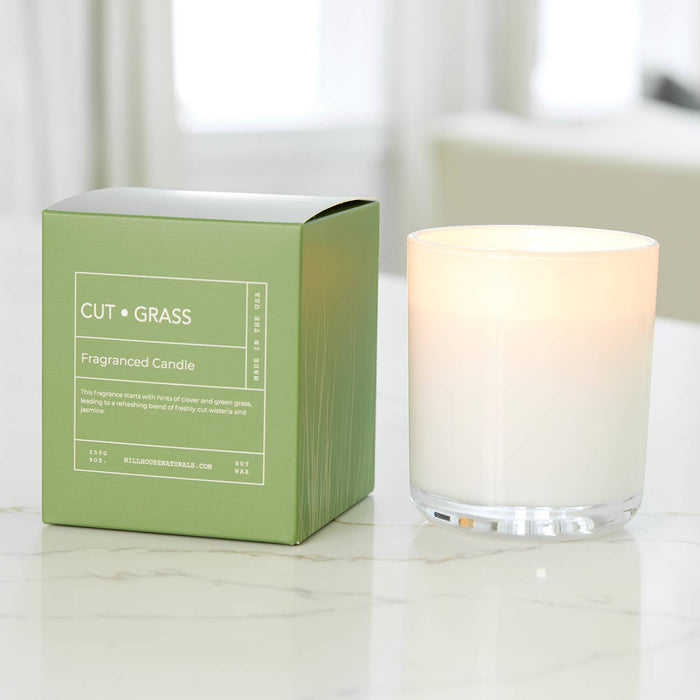 Cut Grass Candle In White Glass In Box 9oz. Ctn.6