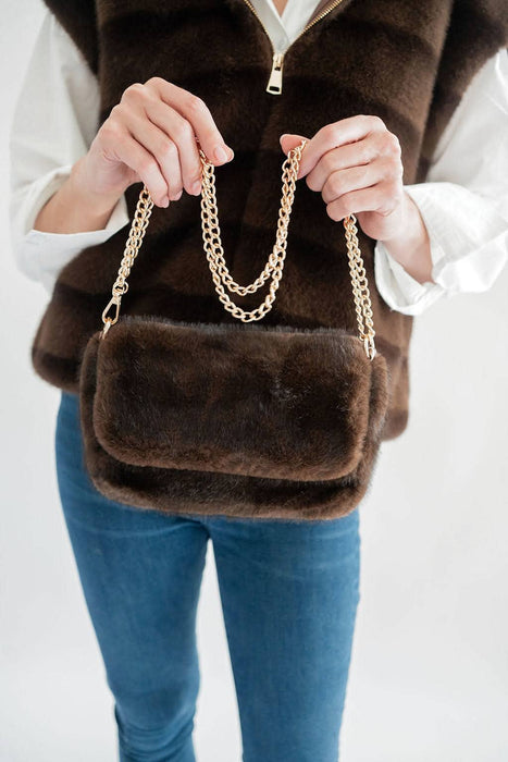 Claire Faux Fur Foldover Handbag- WS