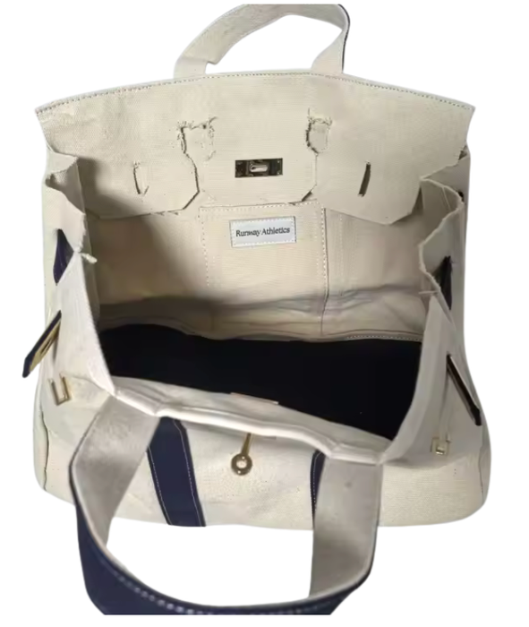 Canvas Tote Bag - Navy Trim  