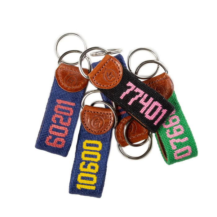 Custom Zip Code Needlepoint Keychain