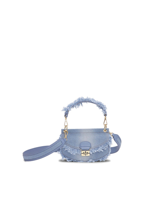 Ganni Apo-G Bag Mini Top Handle Denim Raw Edge