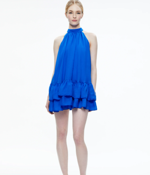 Alice and Oliva ERNA TIE BACK HALTER NECK MINI DRESS