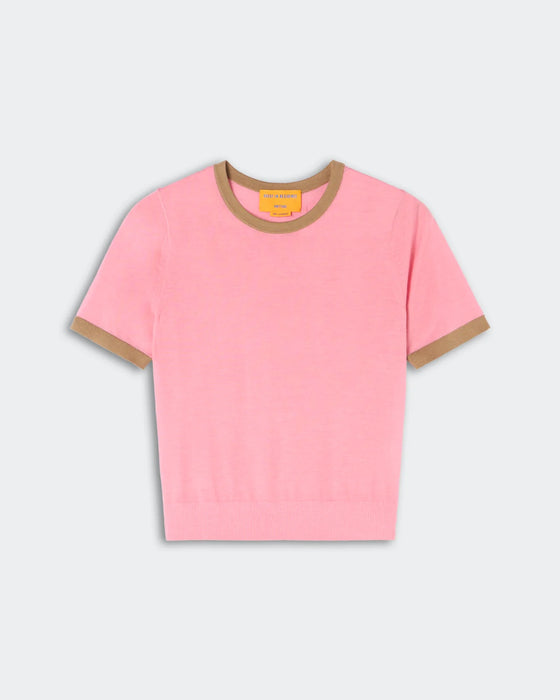 Guest in Residence Airy Ringer Tee (pink)