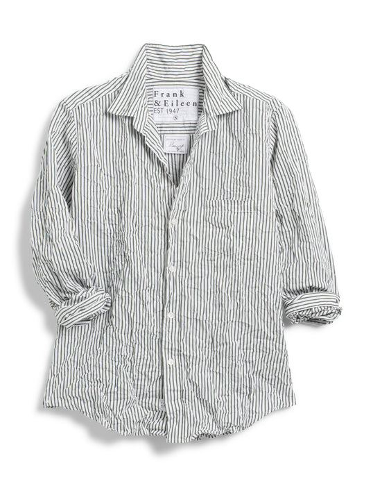 Frank and Eileen Barry Button Up Top (green stripe)