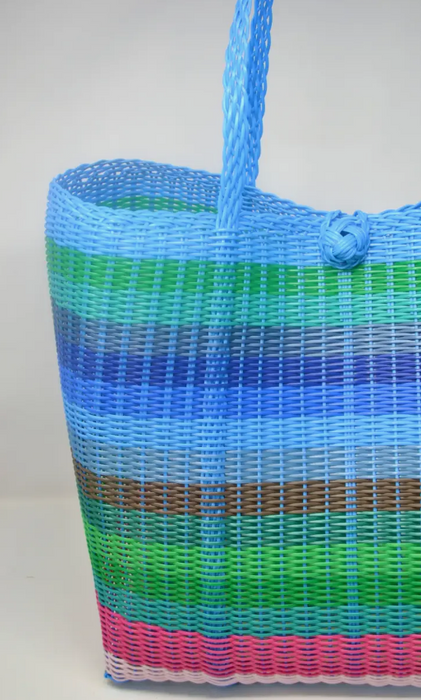 Medium Blue Multi-Color Tote Bag