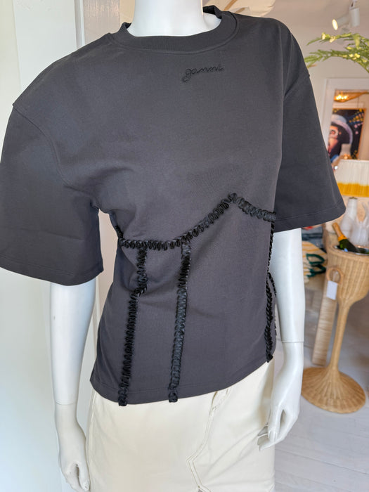 Ganni Heavy Cotton Tie Back Waisted T-shirt