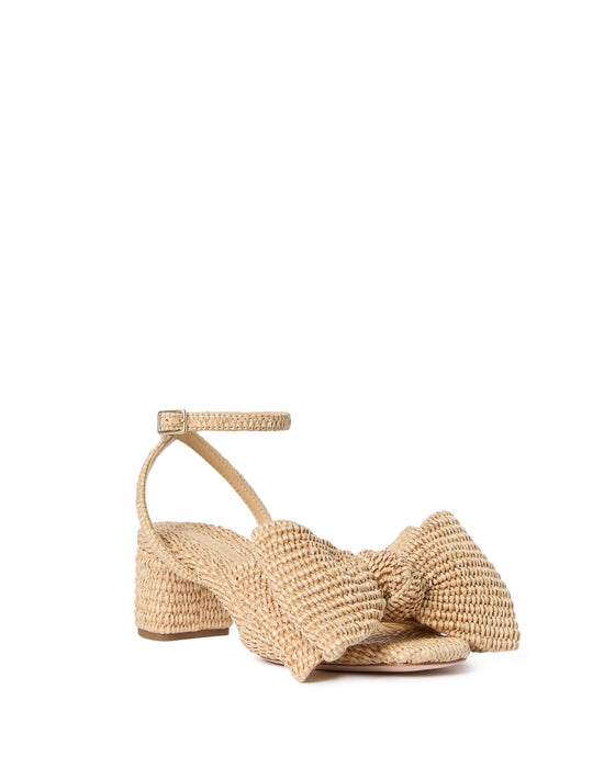 Loeffler Randall Carmen Natural Mid Heel Bow Sandal