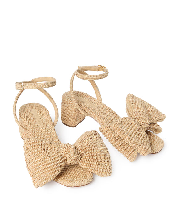 Loeffler Randall Carmen Natural Mid Heel Bow Sandal