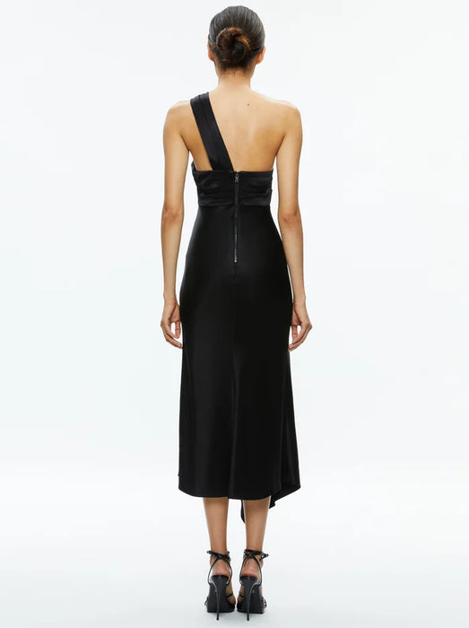 Alice and Olivia Harmony Twist Black Midi Dress