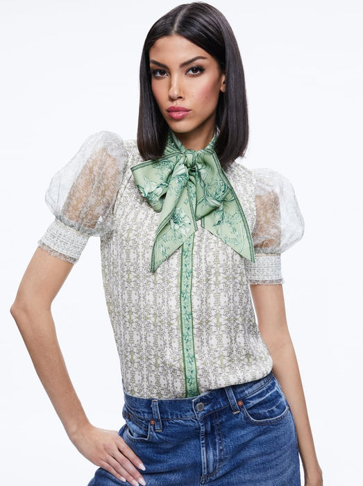 Alice and Olivia Brentley Puff Sleeve Blouse