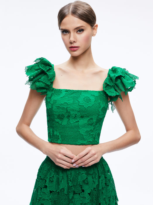 Alice and Olivia Tawny Square Neck Crop Top